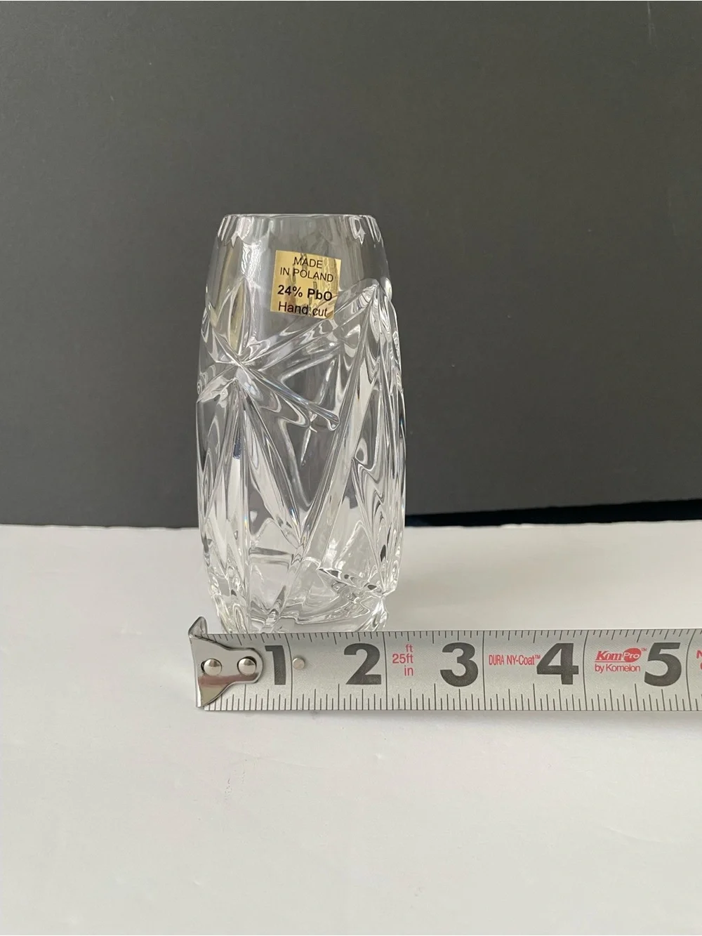 Vintage 24% Lead Crystal Bud Vase Made in Poland Hand Cut Clear Flower Vase 7